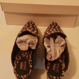 Justfab slipper flats, Rose Leopard, 8.5